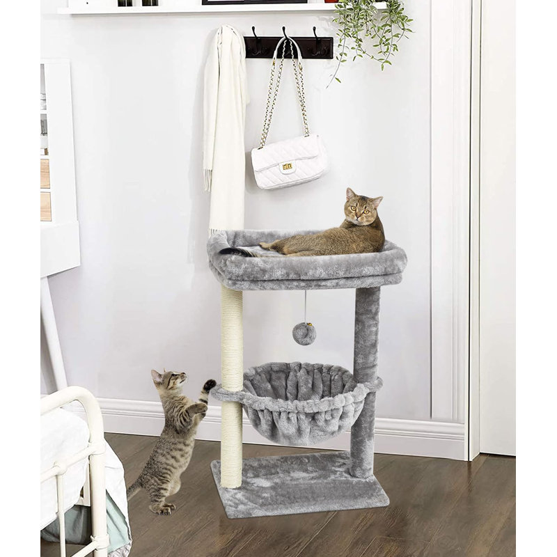 Archie Oscar Small Cat Tree For Indoor Cats Activity Cat Tower With Scratching Post For Kittens Cat Bed Furniture With Basket Hanging Ball For Play Rest Wayfair
